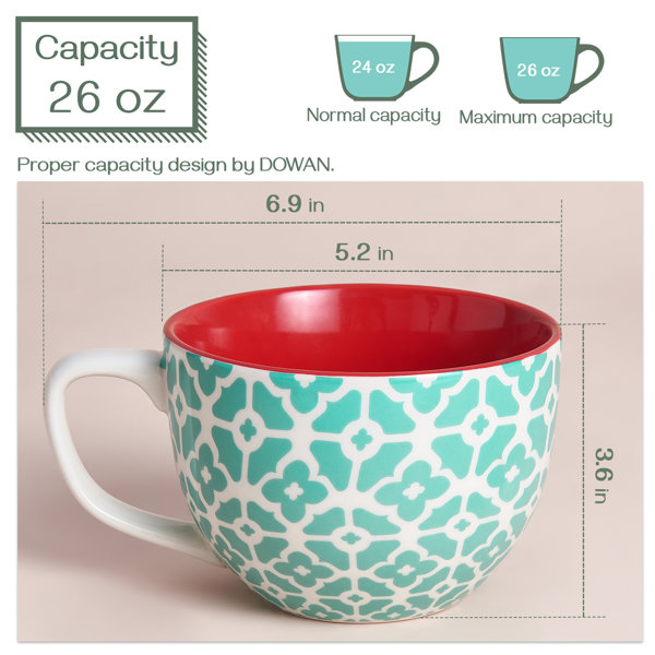 18 Oz Coffee Mug Set Of 6, 18 Ounces Large Microwavable Porcelain