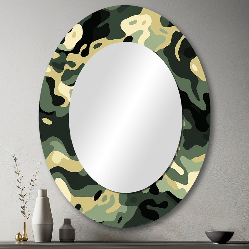 Miroir mural vert et noir camouflage chic et moderne, H 43 po x l 33 po