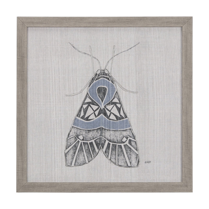 «Moth Blue II», reproduction d'art encadrée texturée à la main, Bleu, Moth Blue II