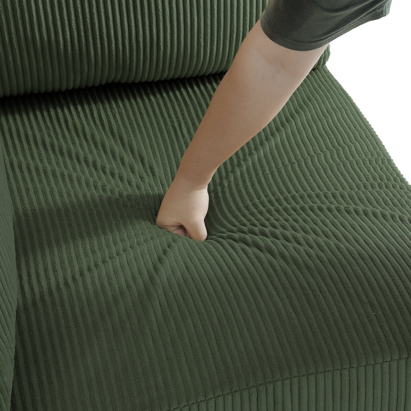 Canapé modulaire rembourré en velours côtelé 3 pièces Seemab, Vert