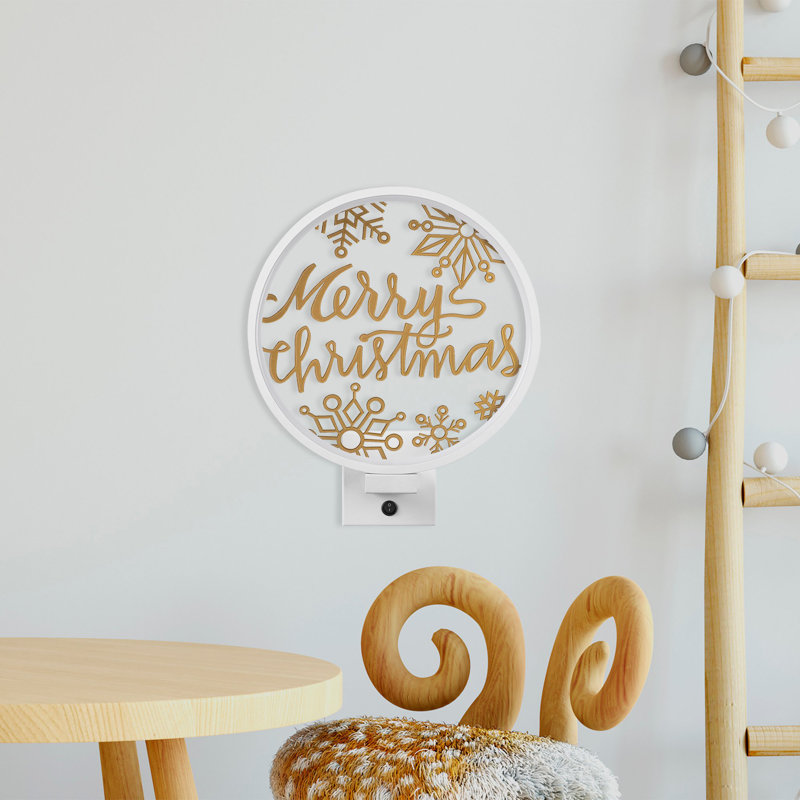 Lampe murale élégante, 100% métal, 11,8 x 14,2 x 3,9 pouces | Finition blanche et dorée, IP 44, 12 W maximum | Comprend un interrupteur marche / arrêt, un câble de 6,6 pi | Parfait pour les décorations glamour, les citations et l'ambiance des Fêtes