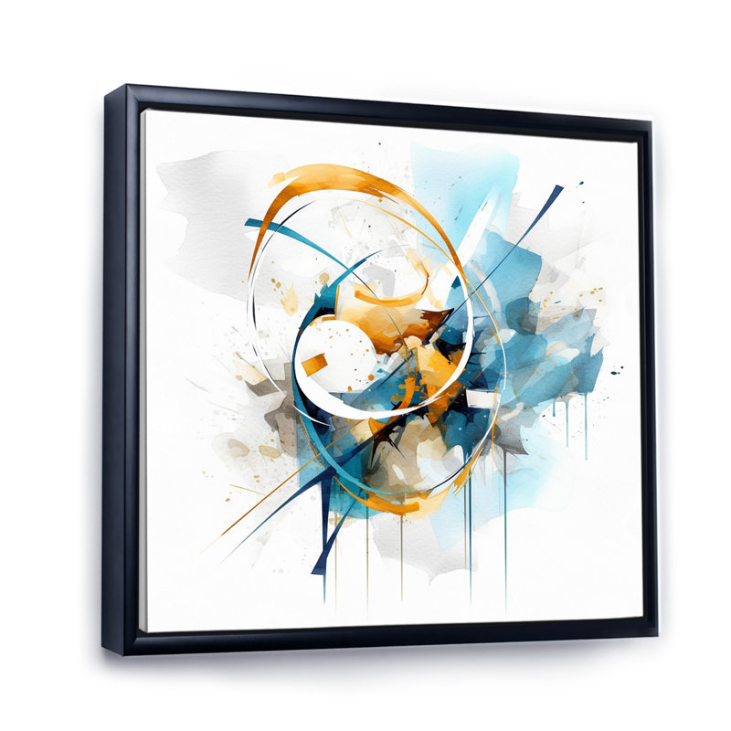 Impression sur toile Teal Adn Gold Elegance II - Minimalisme, H 16 po x l 16 po x P 1 po, Cadre flottant noir