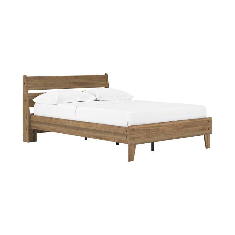 Lit plateforme double, Lit double, Brun
