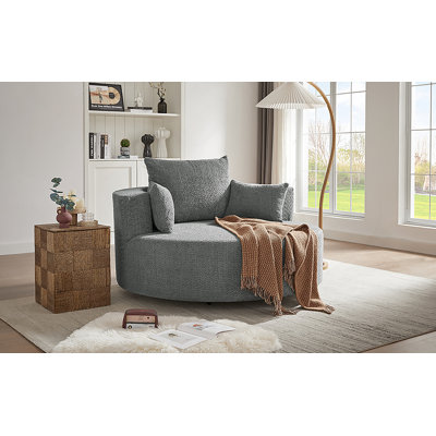 Fauteuil d'appoint en chenille pivotant à 360 ° Chunni avec coussins amovibles