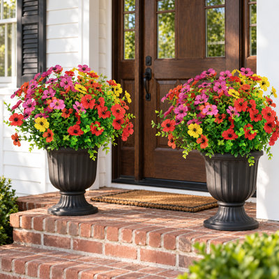 18 paquets de fleurs artificielles résistantes aux rayons UV pour l'extérieur, de fausses fleurs pour le porche, le jardin, les jardinières et les jardinières