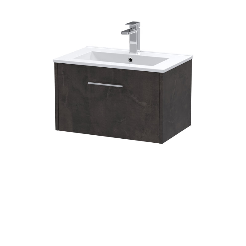 Juno 600mm Single Bathroom Vanity with Integrated Vitreous China Basin, Metallic Slate