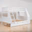 Lit superposé simple au dessus d'un lit double avec lit gigogne, bureau intégré, 3 tiroirs et tablette, moderne, chambre d'enfant-60362435