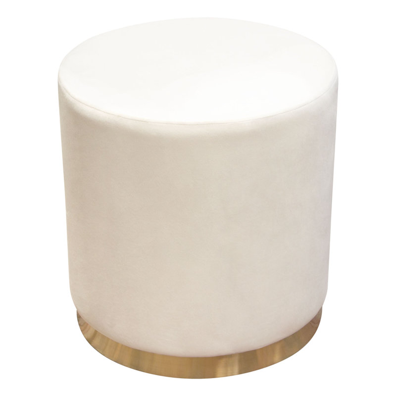 Repose-pieds rond standard en velours Pantilimon, 100 % polyester crème