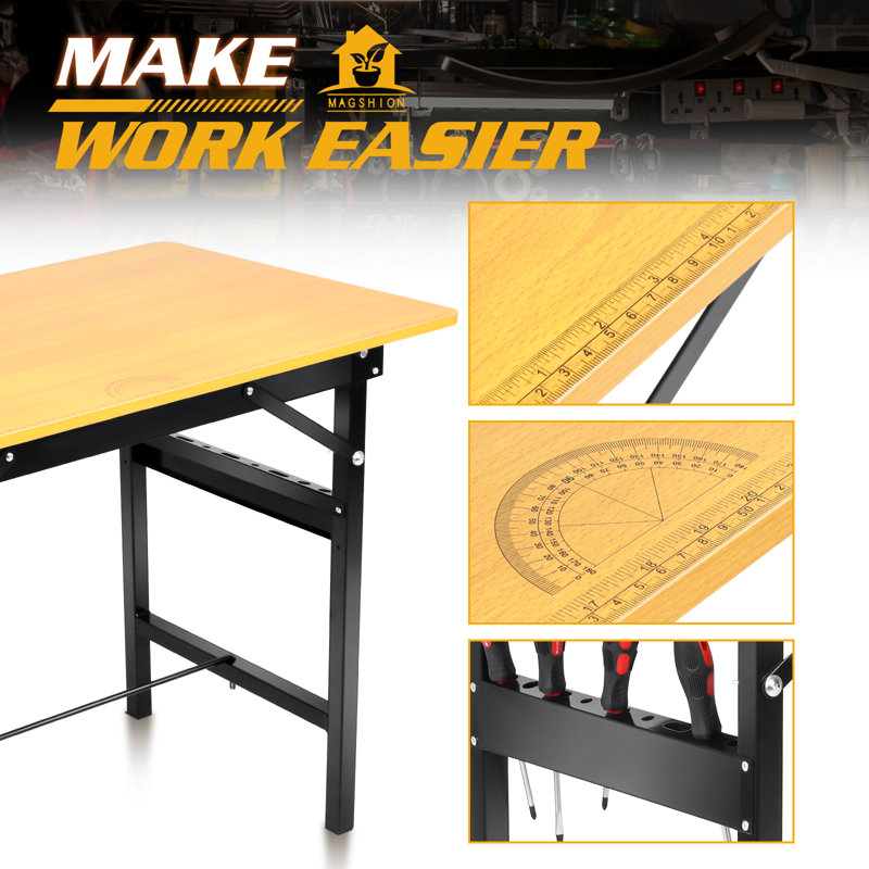 Heavy-Duty Adjustable Workbench 220Lbs Load Capacity Workstation For Workshop Or Garage