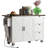 54.5" Farmhouse Kitchen Island With Storage Rack, Drop Leaf, Spice Rack, Rolling Cart & Power Outlet, White-498068550
