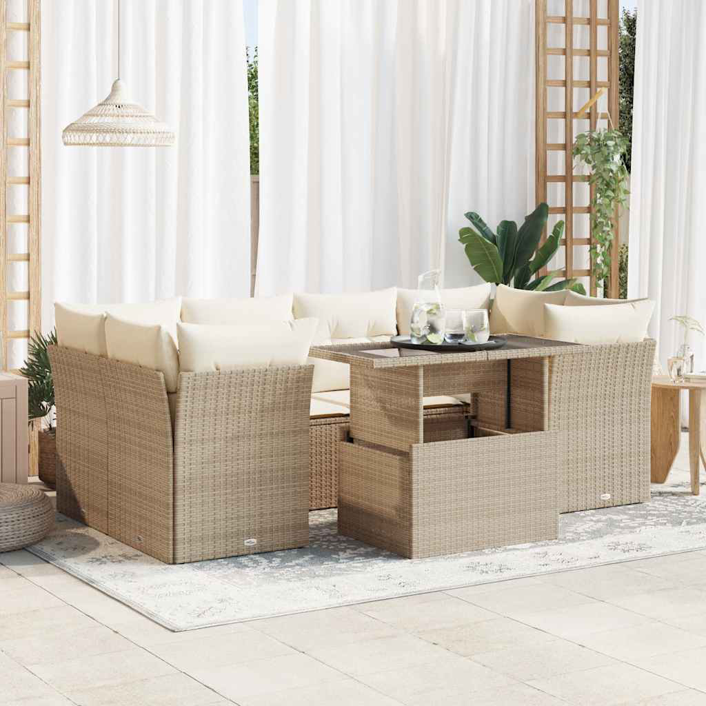 Vidaxl 7-Tlg. Garten-Sofagarnitur Mit Kissen Grau Poly Rattan