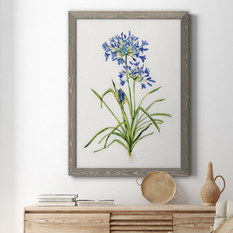 Toile encadrée «Blue Lived Botanical I-Premium» - prête à être accrochée, Gris, H 24 po x l 18 po x P 1,5 po