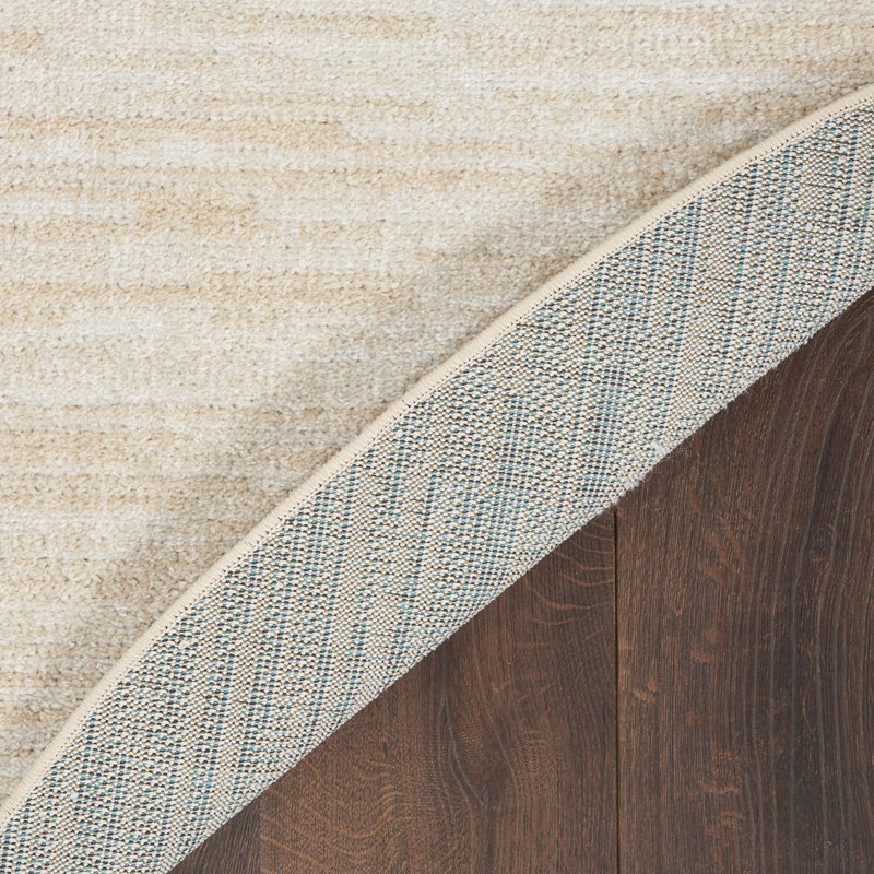 Tapis intérieur / extérieur ivoire / beige uni Mullican Sandy, Rond 10pi