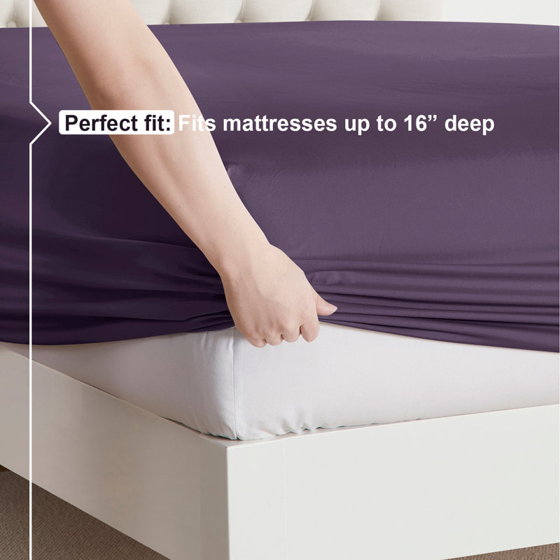  Ensemble de draps double brossé de luxe pour hôtel avec draps et taies d'oreiller très doux, Grand / véhicule récréatif