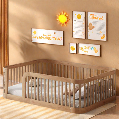 Wood Floor Bed Frame With Fence