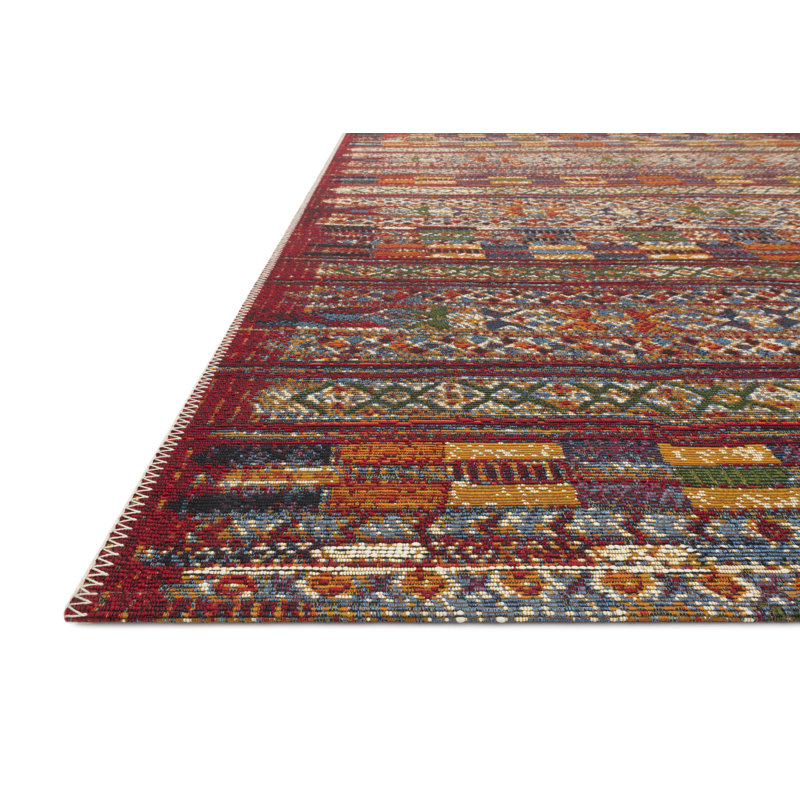 Tapis rouge à motif ikat Parkchester Fiecke