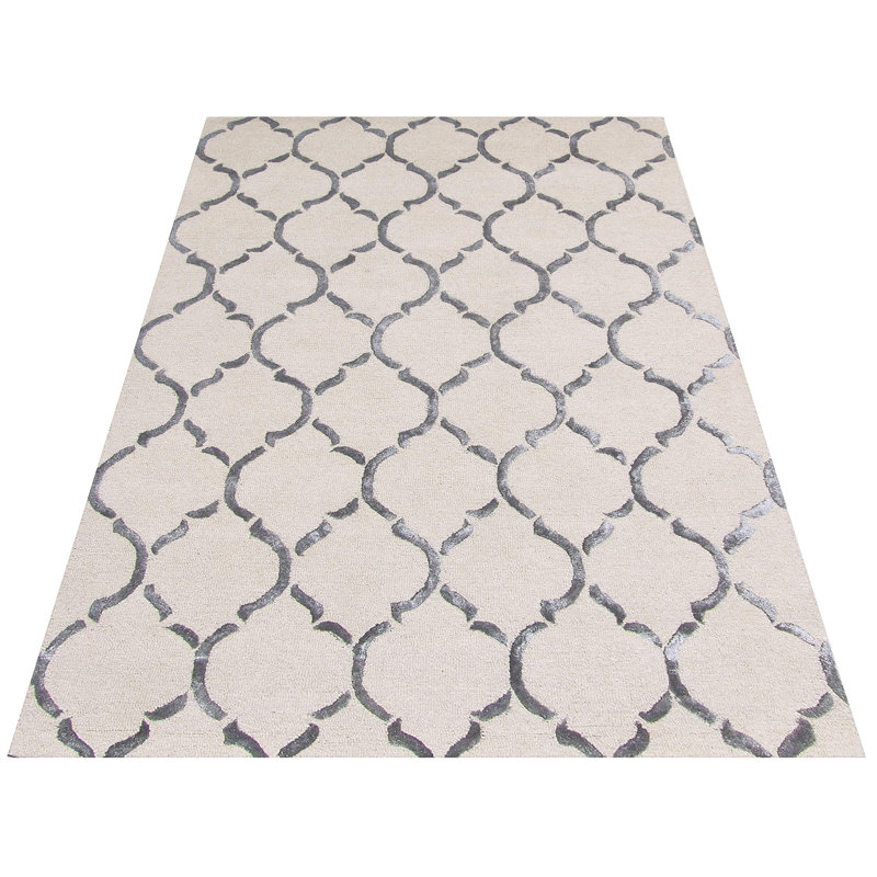 Chain Geometric Wool Hand Woven Area Rug, Rectangle 122 x 183cm