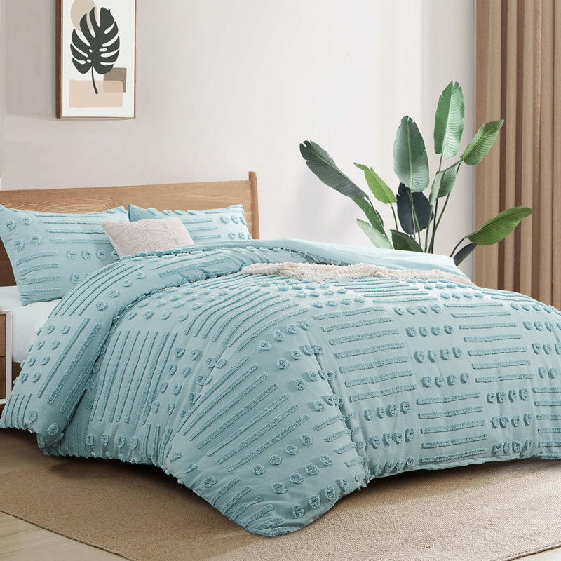 Ensemble d'édredon en microfibre / polyester, Édredon pour lit simple + 1 taie décorative stan, Bleu clair