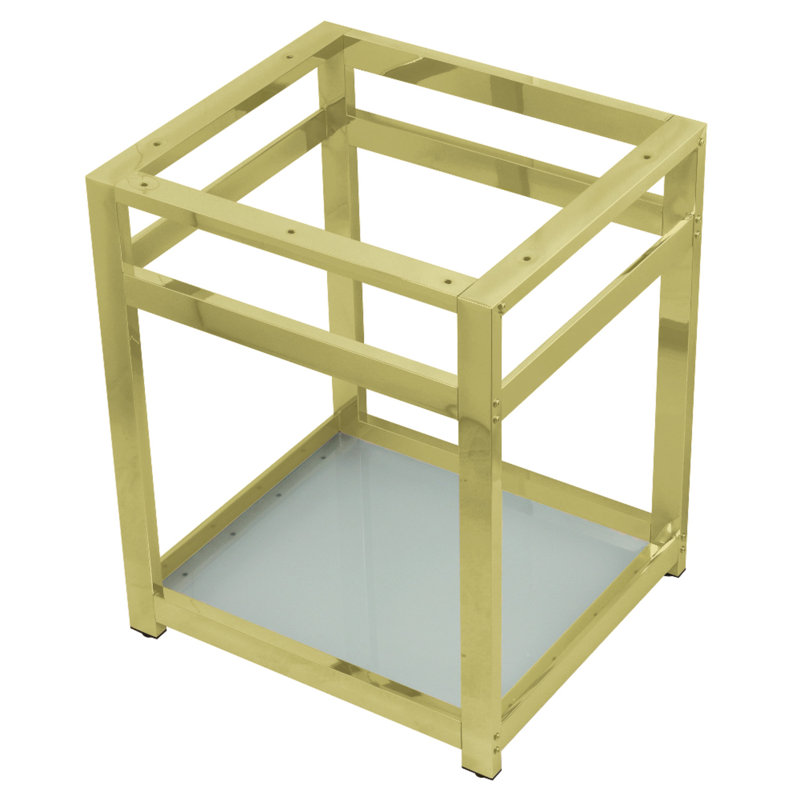 Kingston Brass Kingston Commercial Steel Console Sink Base with Glass Shelf, Polished Brass
