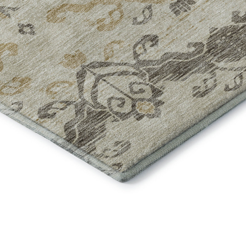 Premium Machine Washable Prisco Beige Rug, Rectangle 2'6" x 3'10"