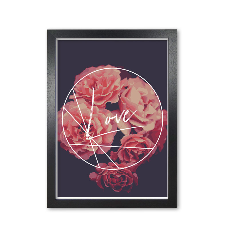 Floral Love - Print, Black Grain Frame, 85 cm H x 60 cm W x 5 cm D