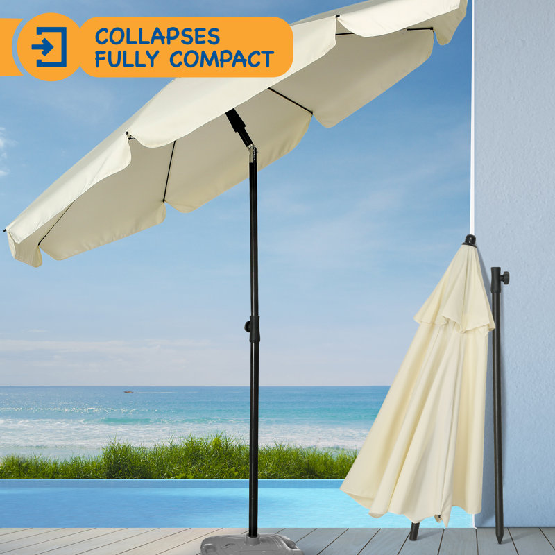 SUNMER 2M Beach Umbrella with Tilt Mechanism, Ivory
