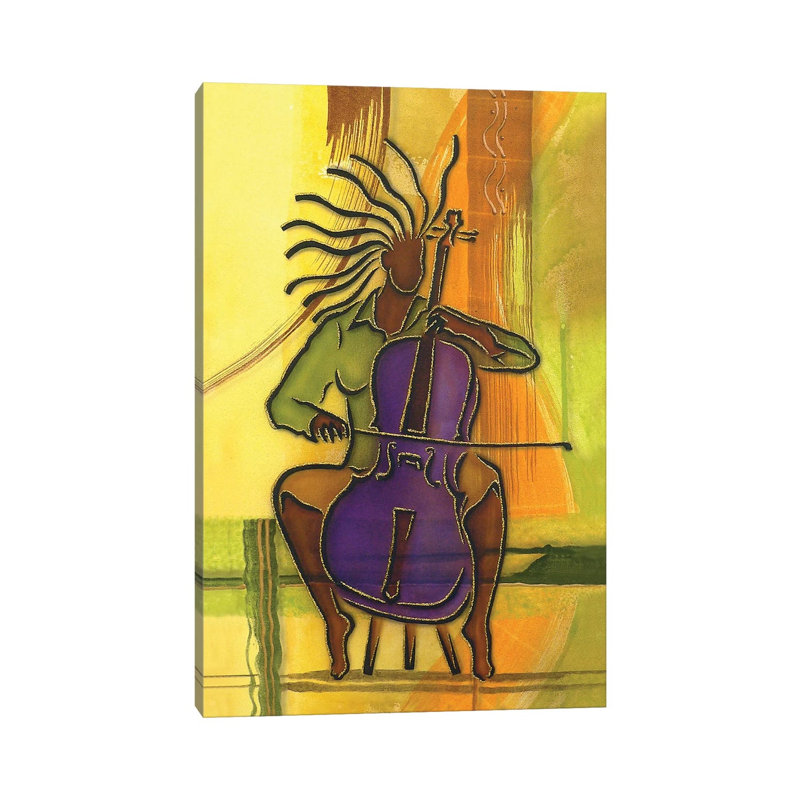 The Cellist by Fred Odle - Wrapped Canvas Print, 30.48cm H x 20.32cm W x 1.9cm D