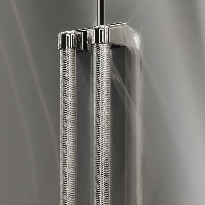 ZLINE Autograph 36 in. Counter-Depth Refrigerator in Stainless Steel and Nickel Helix Handles, Polished Nickel