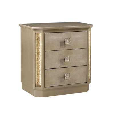 Table de chevet élégante avec 3 tiroirs en cuivre doré, décor contemporain et captivant