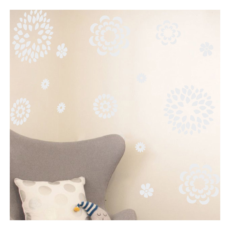 Adhésif décoratif motif floral, H 38 po x l 48 po x P 0,01 po, Blanc