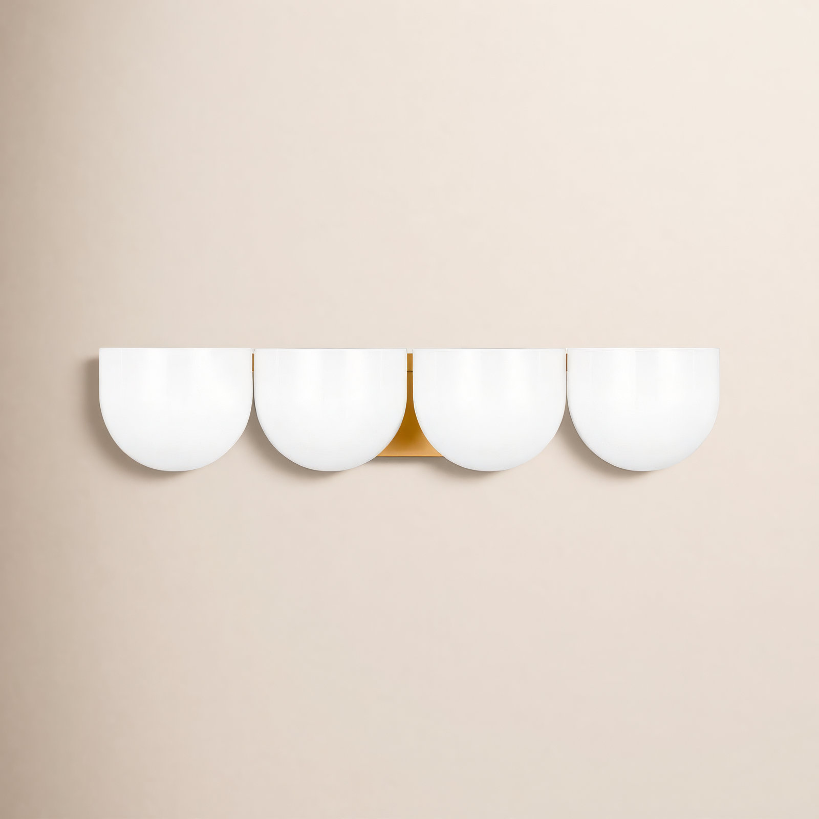 4 Light Frosted Dimmable Vanity Light, Brushed Brass