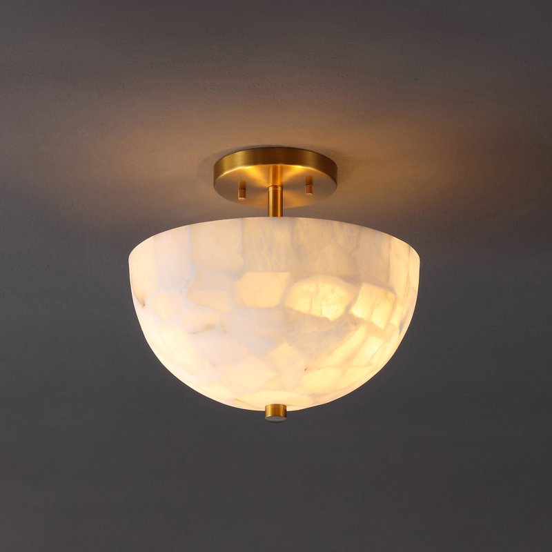 Alabaster Semi Flush Mount, Gold