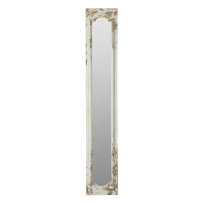 11.8X1.6X69.3" Floor Mirror With Distressed White Finish