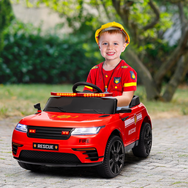 Camion de pompier électrique 12V pour enfants avec télécommande, Rouge