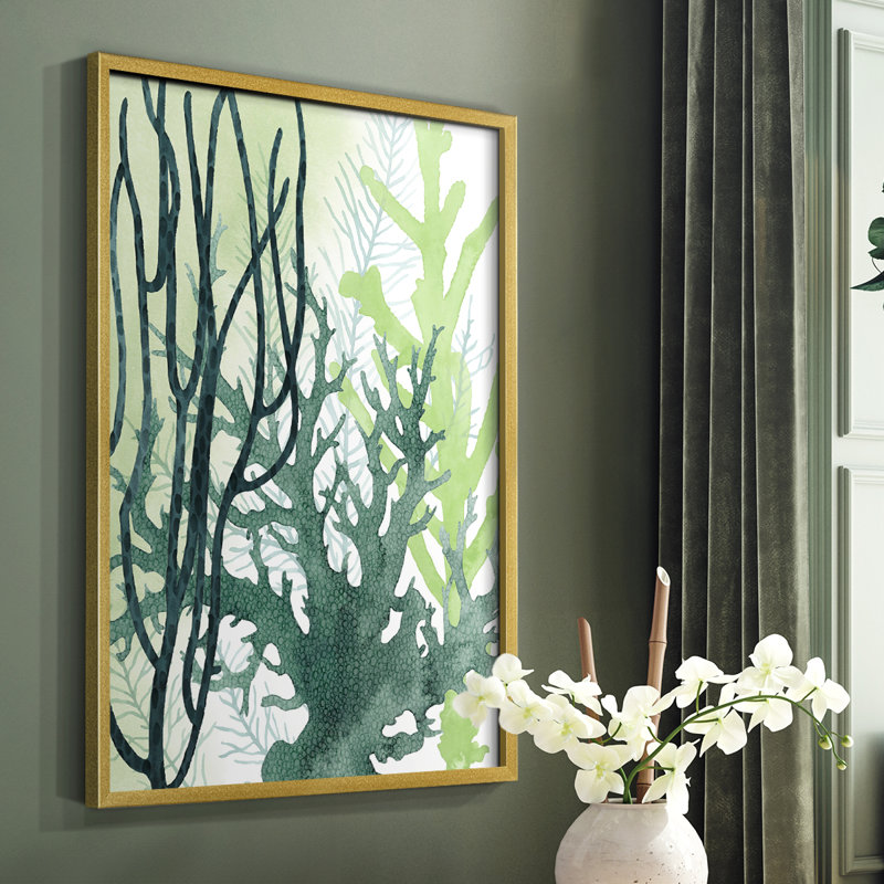 Reproduction encadrée texturée corail II - bois massif, H 28 po x l 22 po