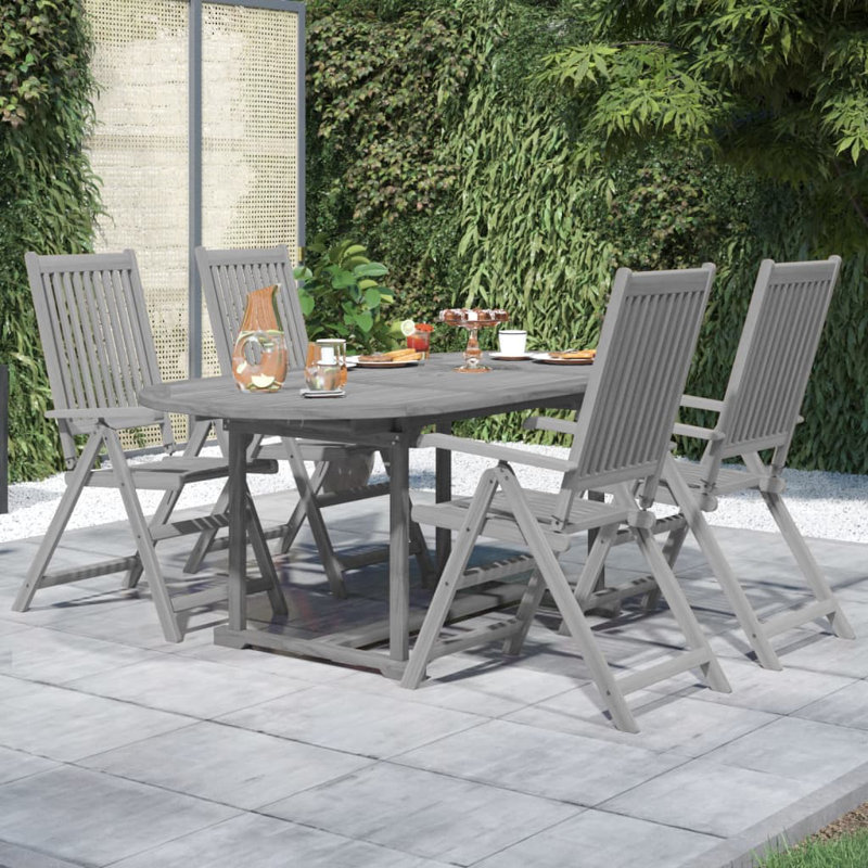 Jambrina 4 - Person Acacia Patio Dining Set with Oval Table, Grey