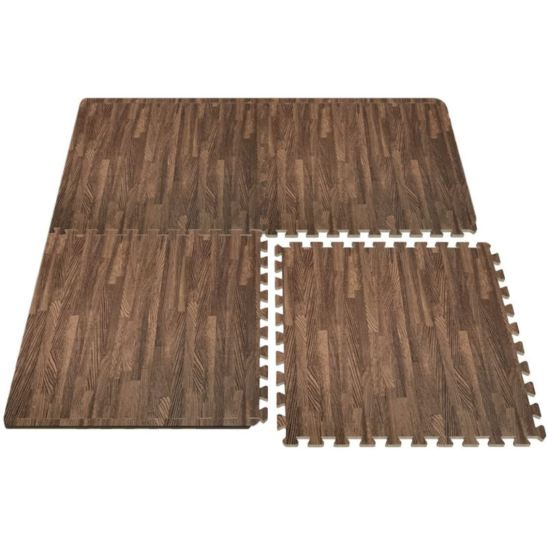 Sorbus 24" Interlocking Floor Foam Mat Wood Print, Brown