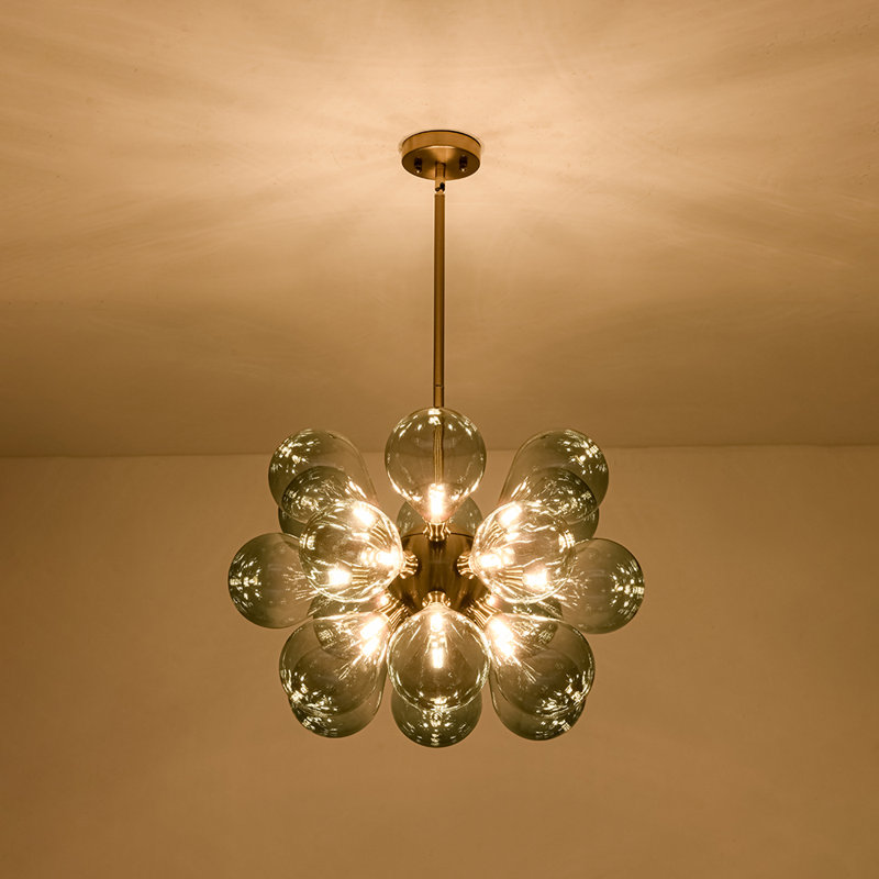 Lustre sphérique spoutnik 18 lumières en verre, Bleu dégradé