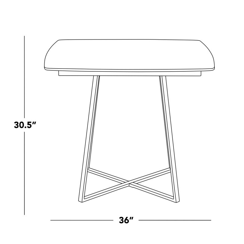 Table de salle à manger Fayette, Blanc, Doré