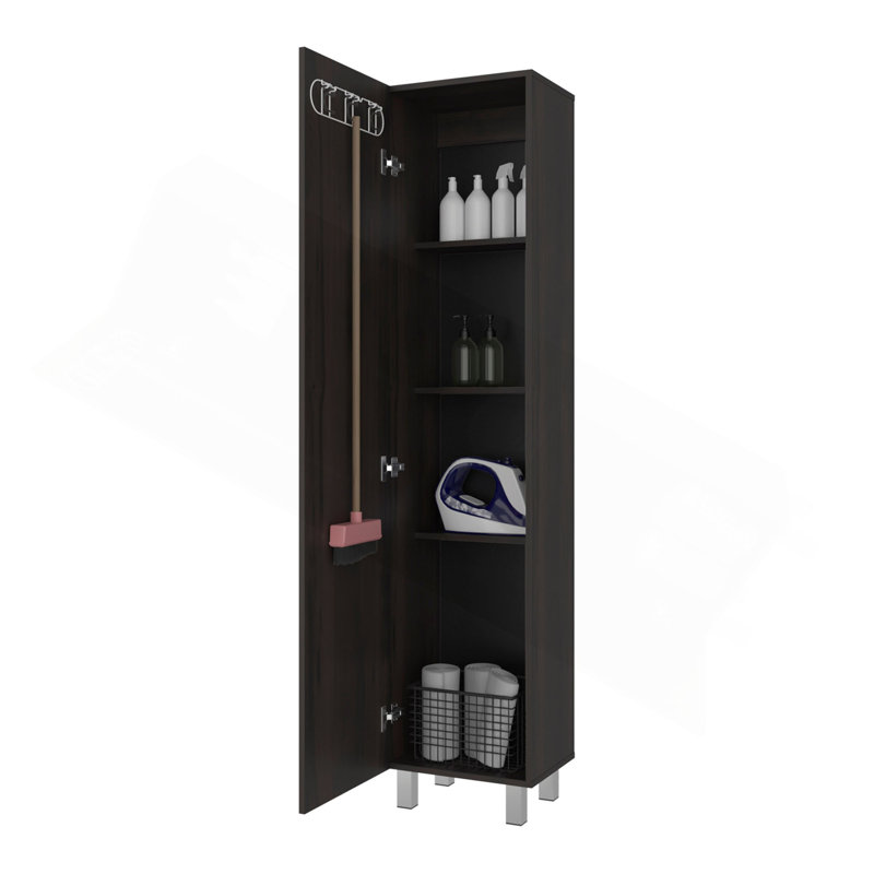 Armoire de rangement avec tablette fixe, Noyer