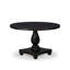 L'ensemble de table de salle à manger 5 pièces se compose d'une table ronde en bois et de 4 chaises en polyester texturé brun avec dossier haut, finition noire sablée.-1689930519-1689930518