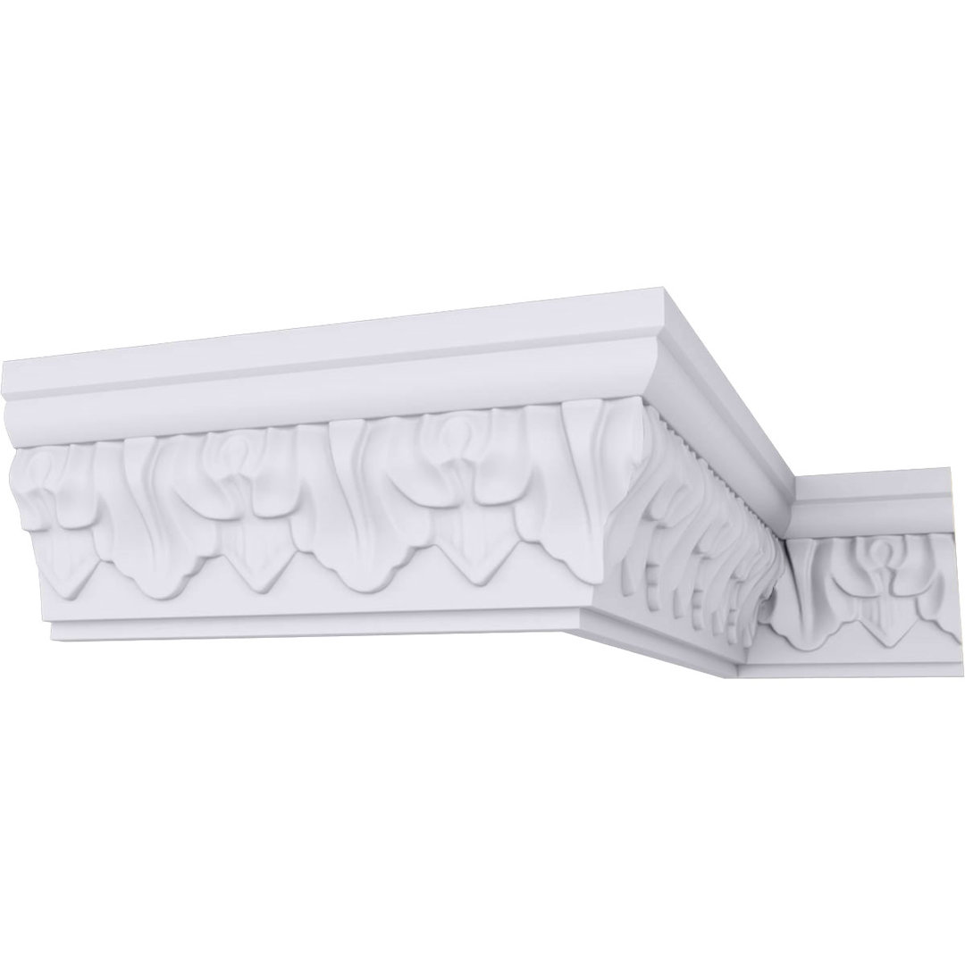 2 5/8"H x 1 1/4"P x 2 7/8"F x 94 1/2"L Ashur Leaf Crown Moulding Ekena Millwork