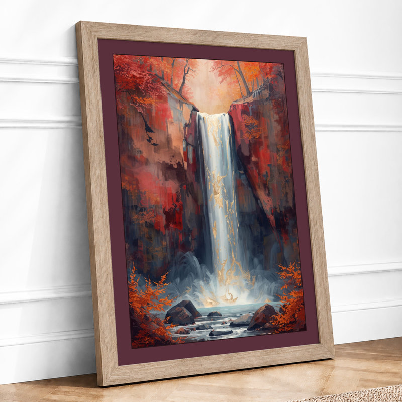 Canyon Cascade Rustic - Framed Print, A2 - 59.4 x 42.0 cm, Oak
