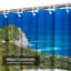 Magnifique plage de couleur lune bleue sur fond bleu avec 12 crochets-1144039469