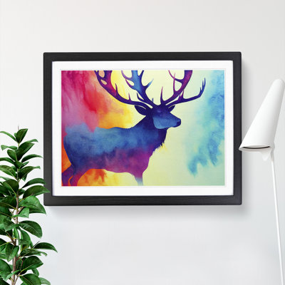 Watercolour Stag Deer Vol.1 Abstract 1 Piece Single Picture Frame Wall Art
