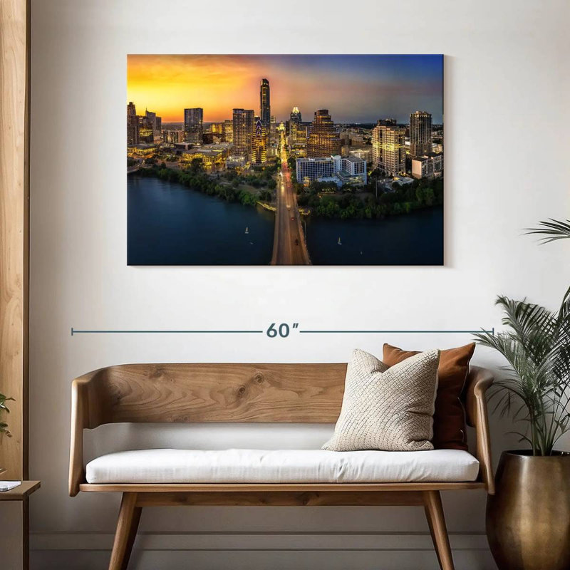 Austin City, coucher de soleil, H 30 po x l 45 po