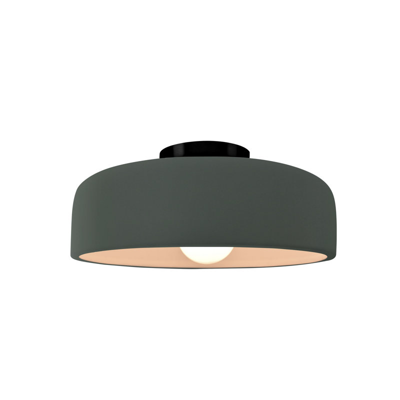 Plafonnier semi-encastré en céramique Dottie, Étain, vert, Noir mat, H 6 po x l 10 po x P 10 po