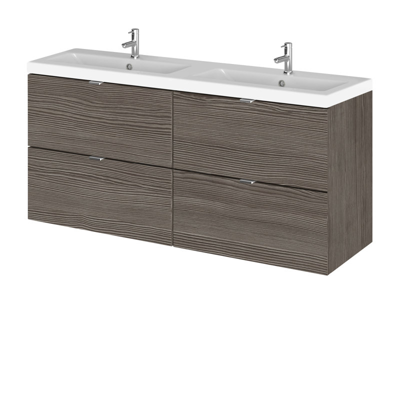 Fusion 1200mm Double Bathroom Vanity with Integrated Basin, Gloss Grey