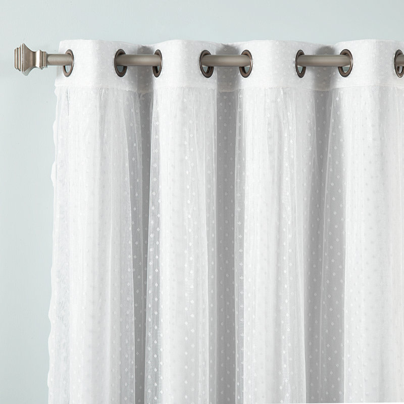 Tulle Polyester Room Darkening Curtain Panels, Vapor, 52" W x 96" L