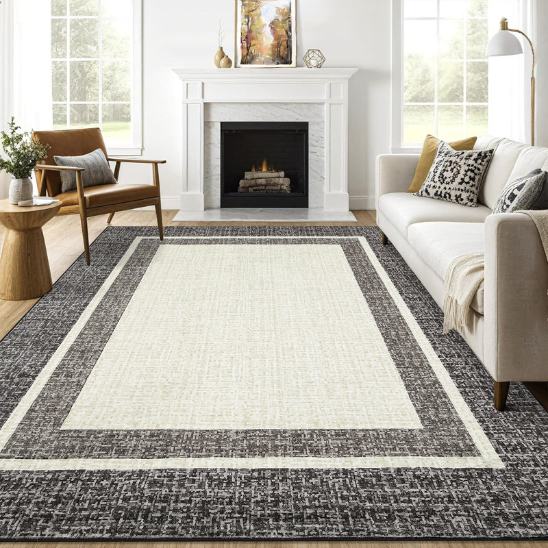 Washable Rugs for Living Room Modern Bedroom Rug Borderd Area Rug Non Slip Throw Rugs Stain Resistant Carpet for Dining Room